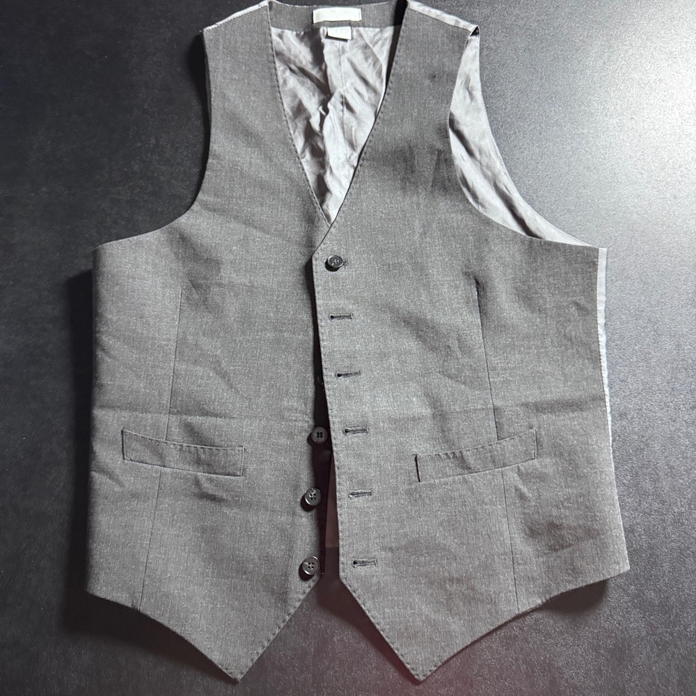 Noak Waistcoat Vest Mens 40 Grey Solid Formal Tailored‎ Suit Separate Button